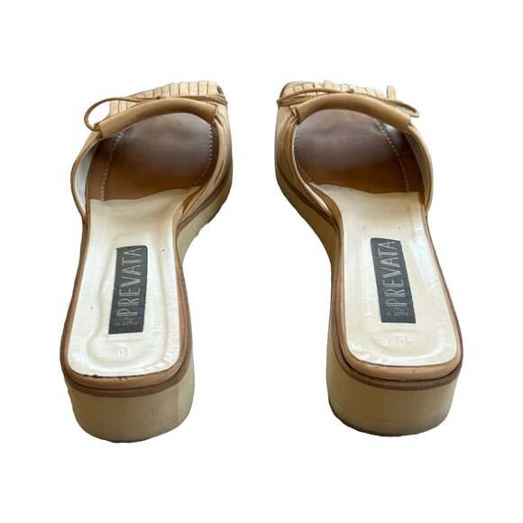 Vintage Prevata Italian leather fringe mule wedge sandals  sz 10 - Picture 5 of 7